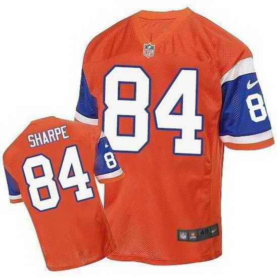 Nike Broncos #84 Shannon Sharpe Orange Throwback Mens Stitched NFL Elite Jersey